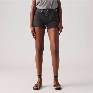 Levi's 501 original fit high rise women's jean shorts - lunar black 24 -
